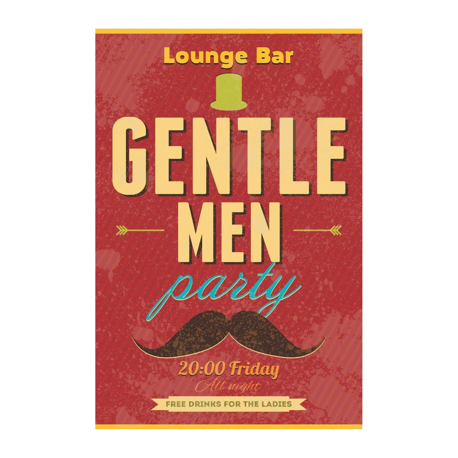 Vintage Gentlemen's Party Bar Sign Wall Art
