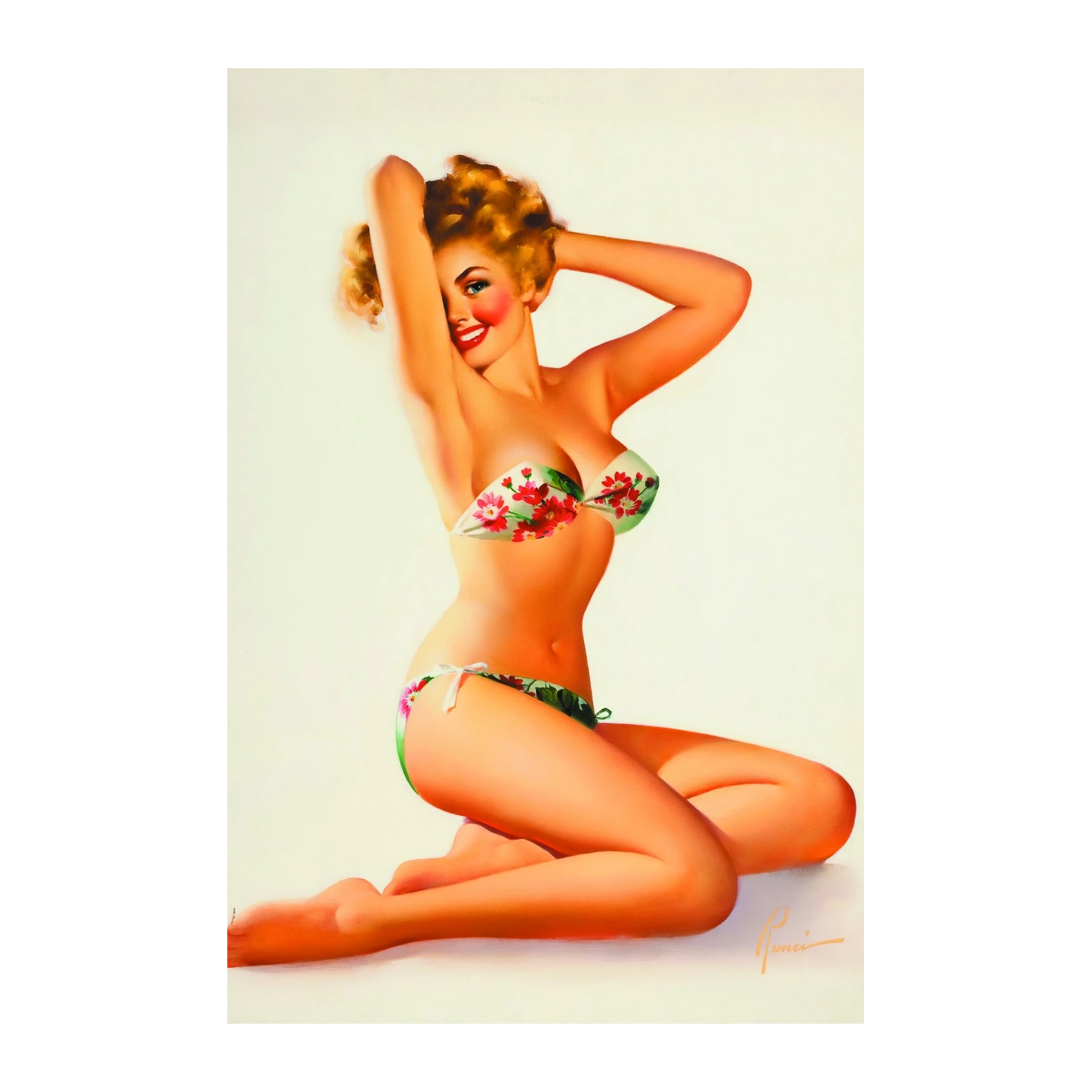 Retro Pin-Up Girl Bikini Beach Wall Art