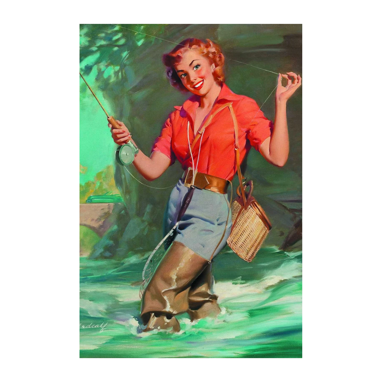 Vintage Fishing Pin-up Wall Art