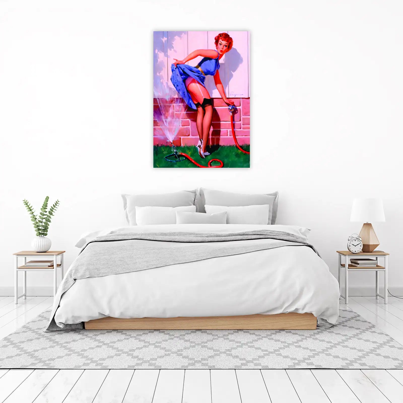 Vintage Pin-Up Watering Garden Wall Art