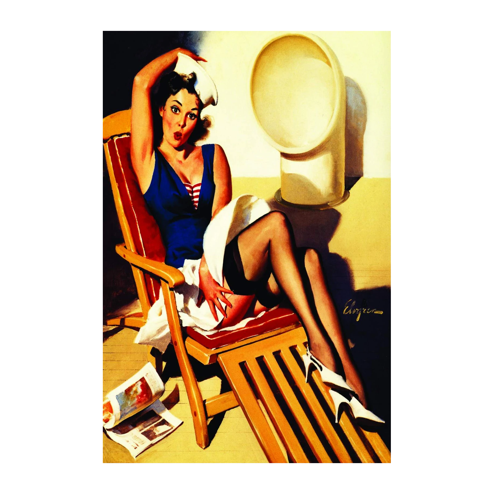 Retro Pin-Up Beach Chair Wall Art