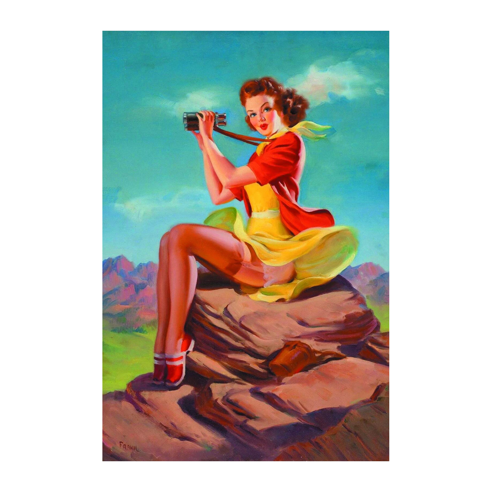 Retro Explorer Pinup Vintage Art Wall Art