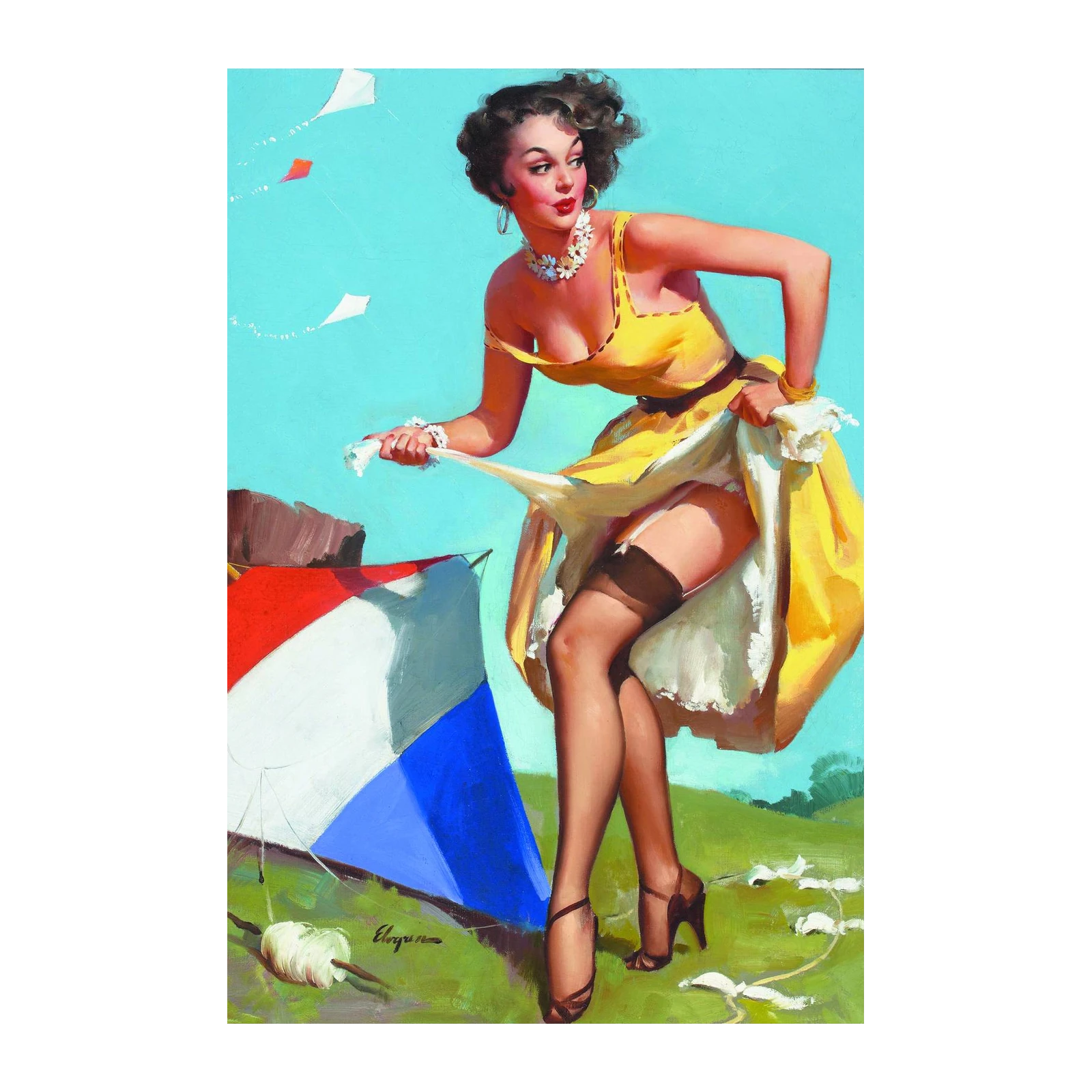 Retro Summer Kite Fun Wall Art