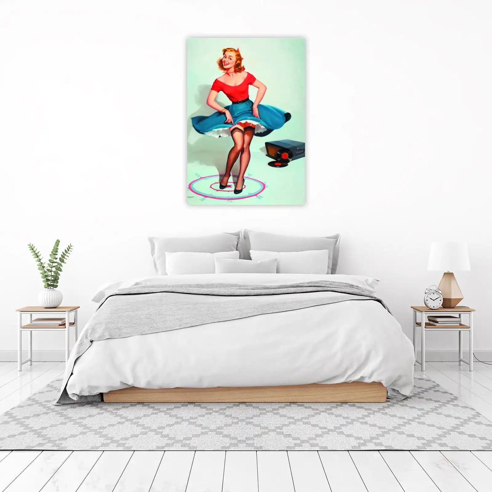 Retro Pin-Up Girl Vinyl Record Wall Art