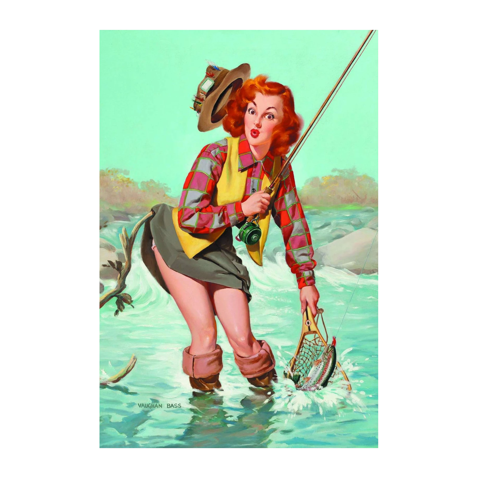 Retro Fishing Pin-Up Girl Wall Art