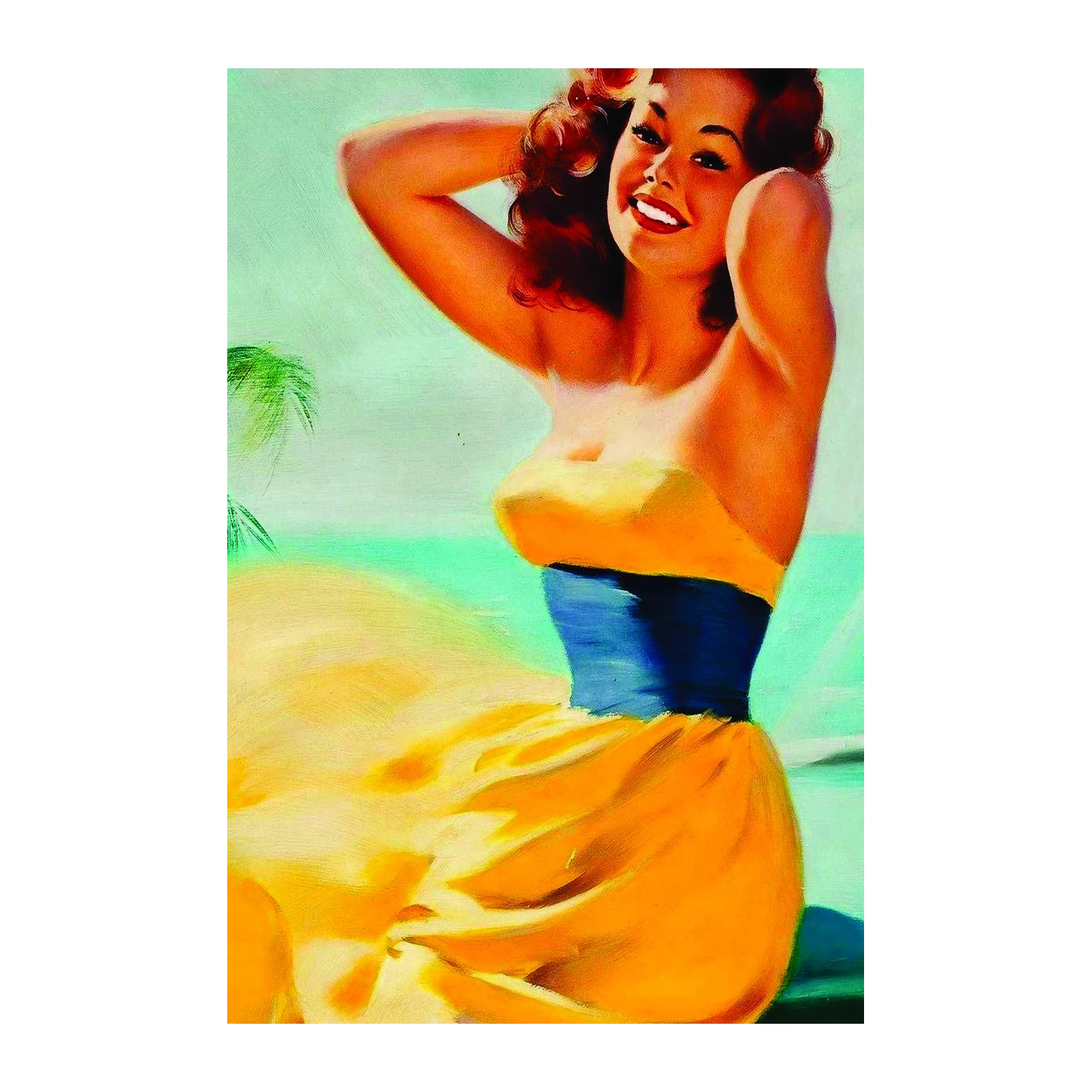 Retro Beach Pin-Up Girl Wall Art