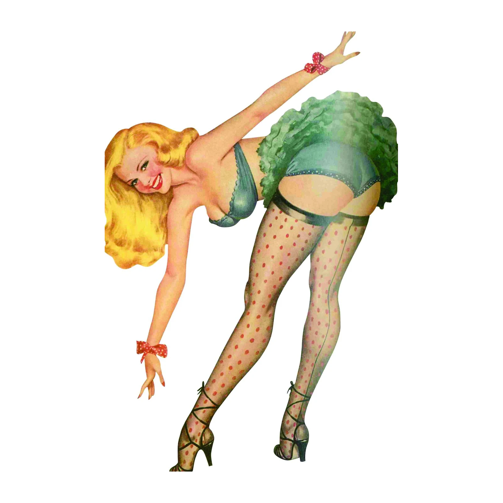 Retro Pin-Up Girl with Polka Dots Wall Art