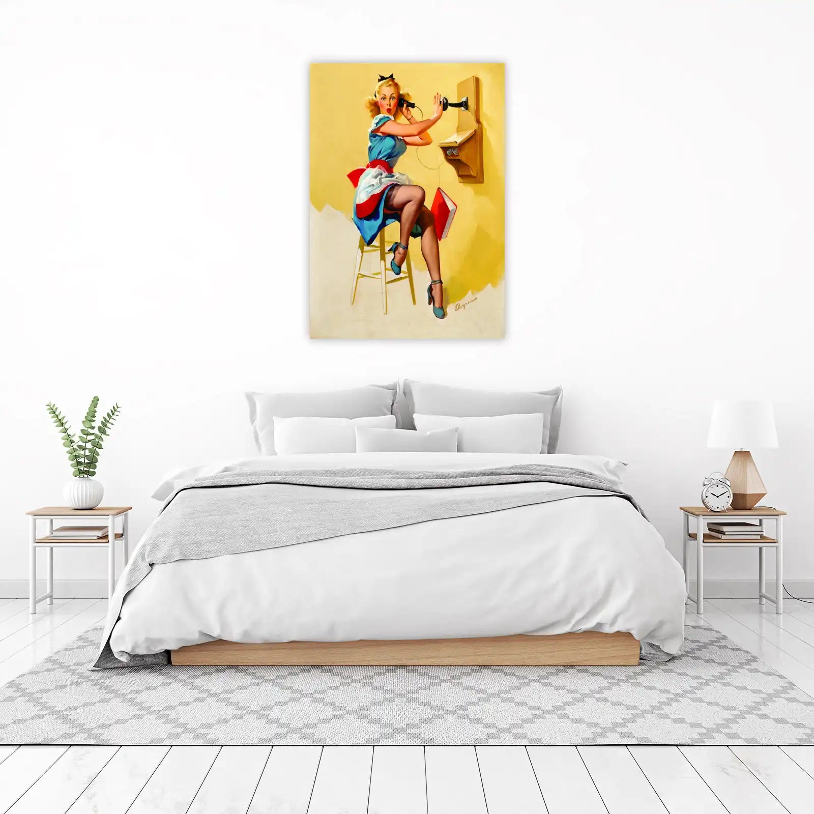 Retro Pinup Girl Phone Call Wall Art