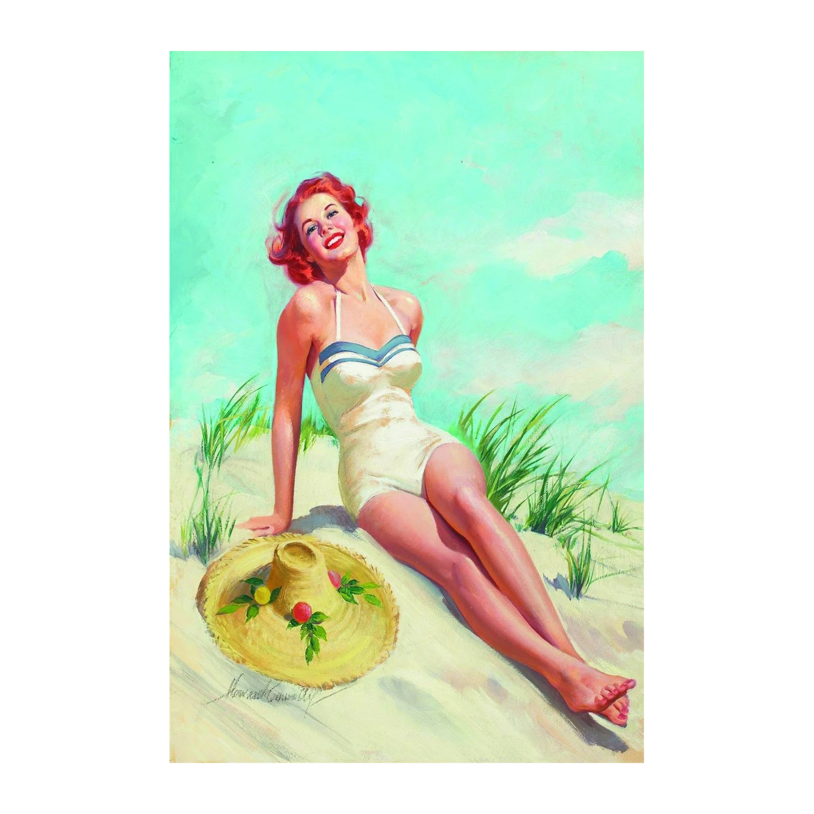 Retro Beach Babe Summer Vibes Wall Art