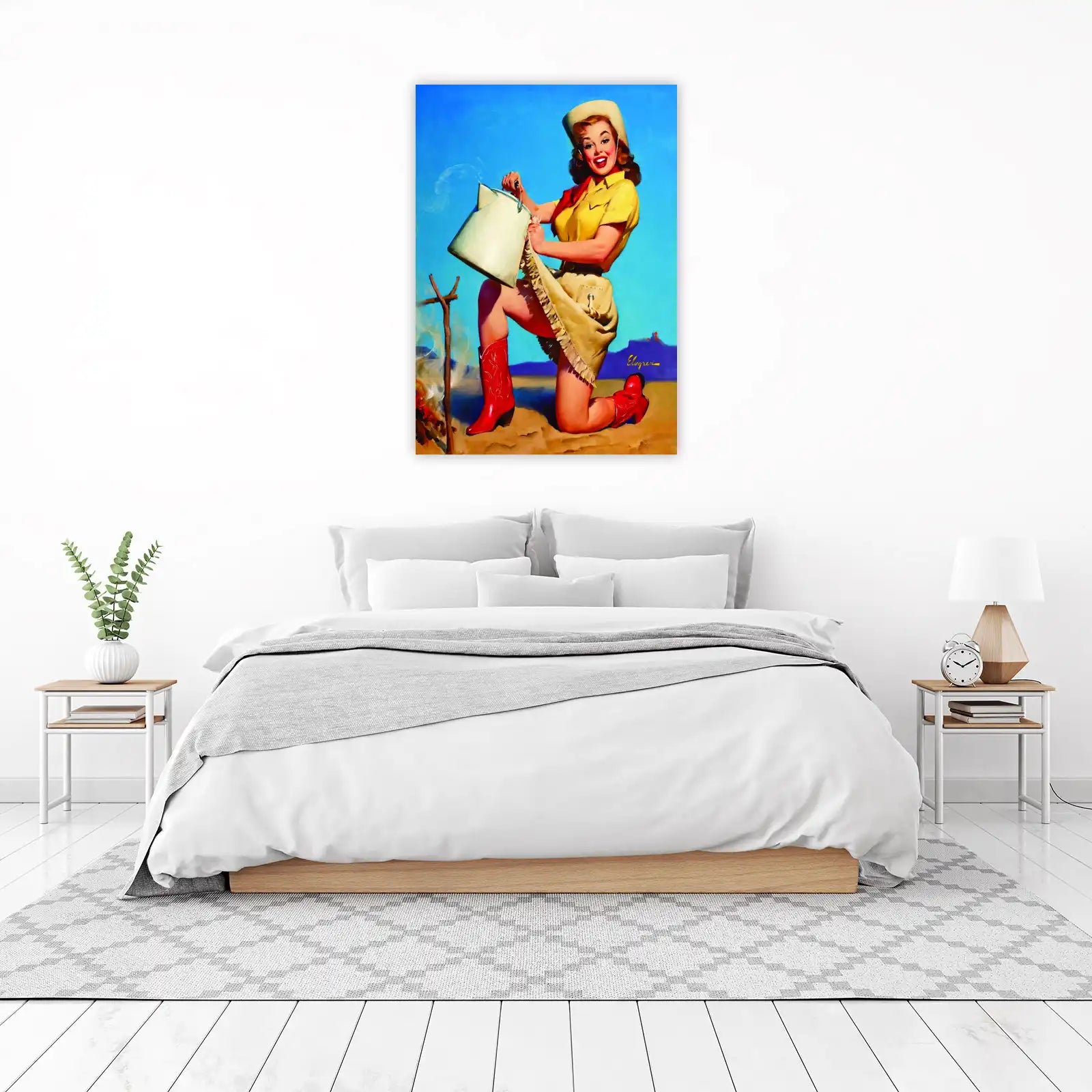 Retro Cowgirl With Milk Jug Wall Art