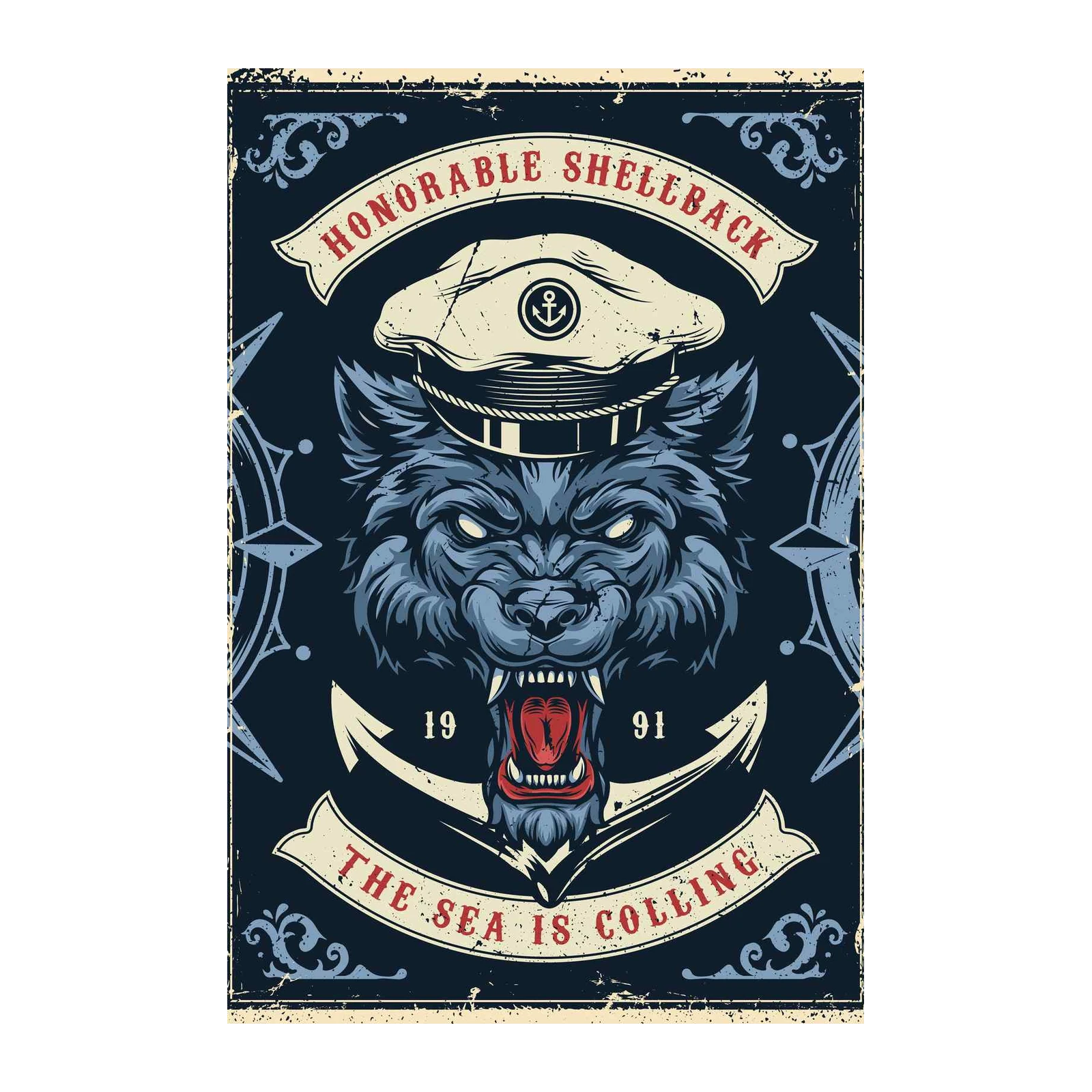 Fierce Wolf Captain "The Sea is Calling" Wall Art