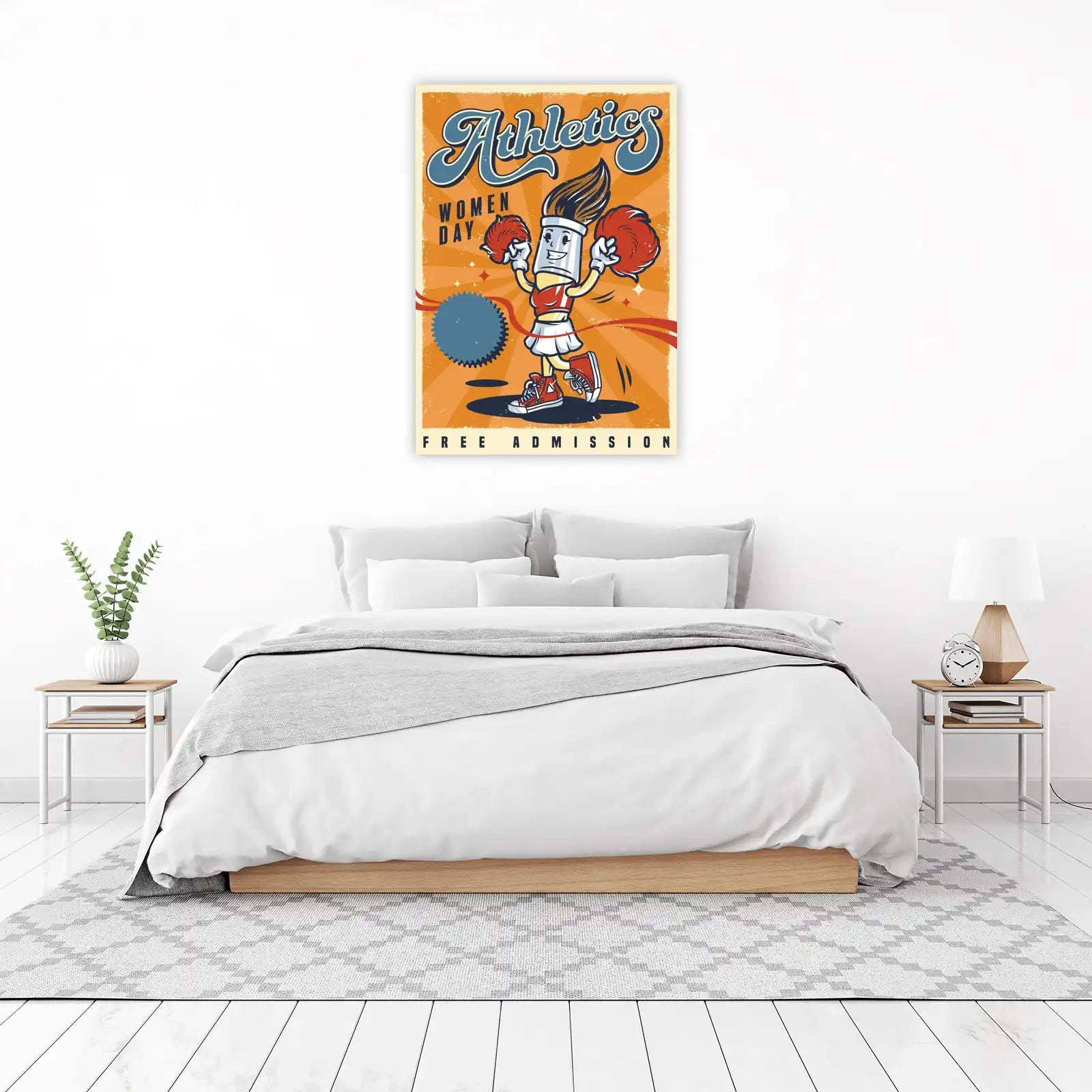 Retro Athletics Cheerleader Brush Wall Art