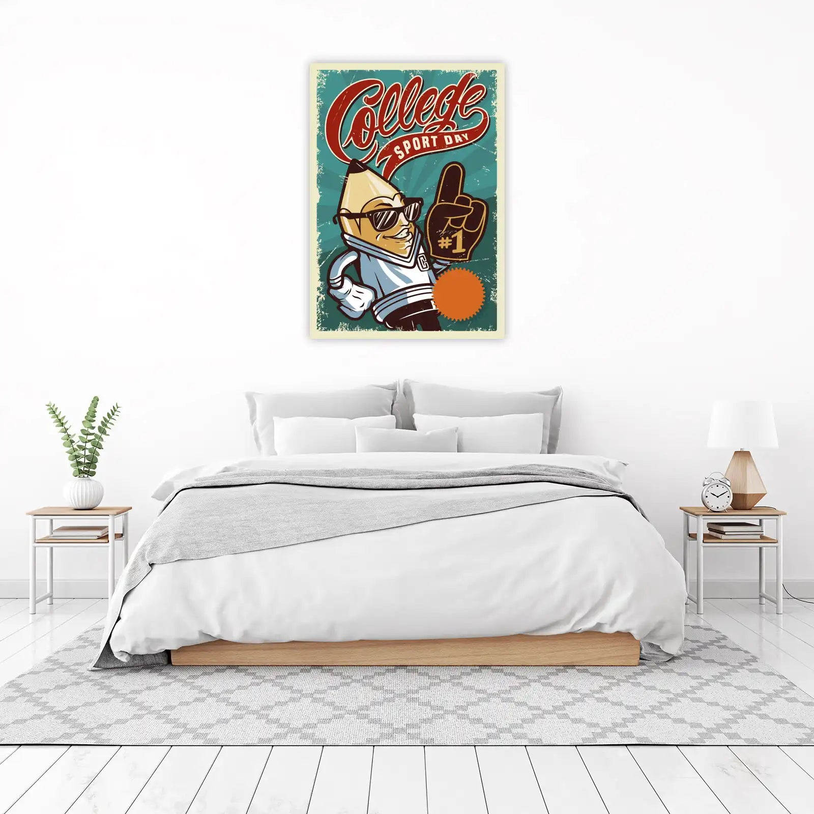 Retro College Sport Day Pencil Wall Art