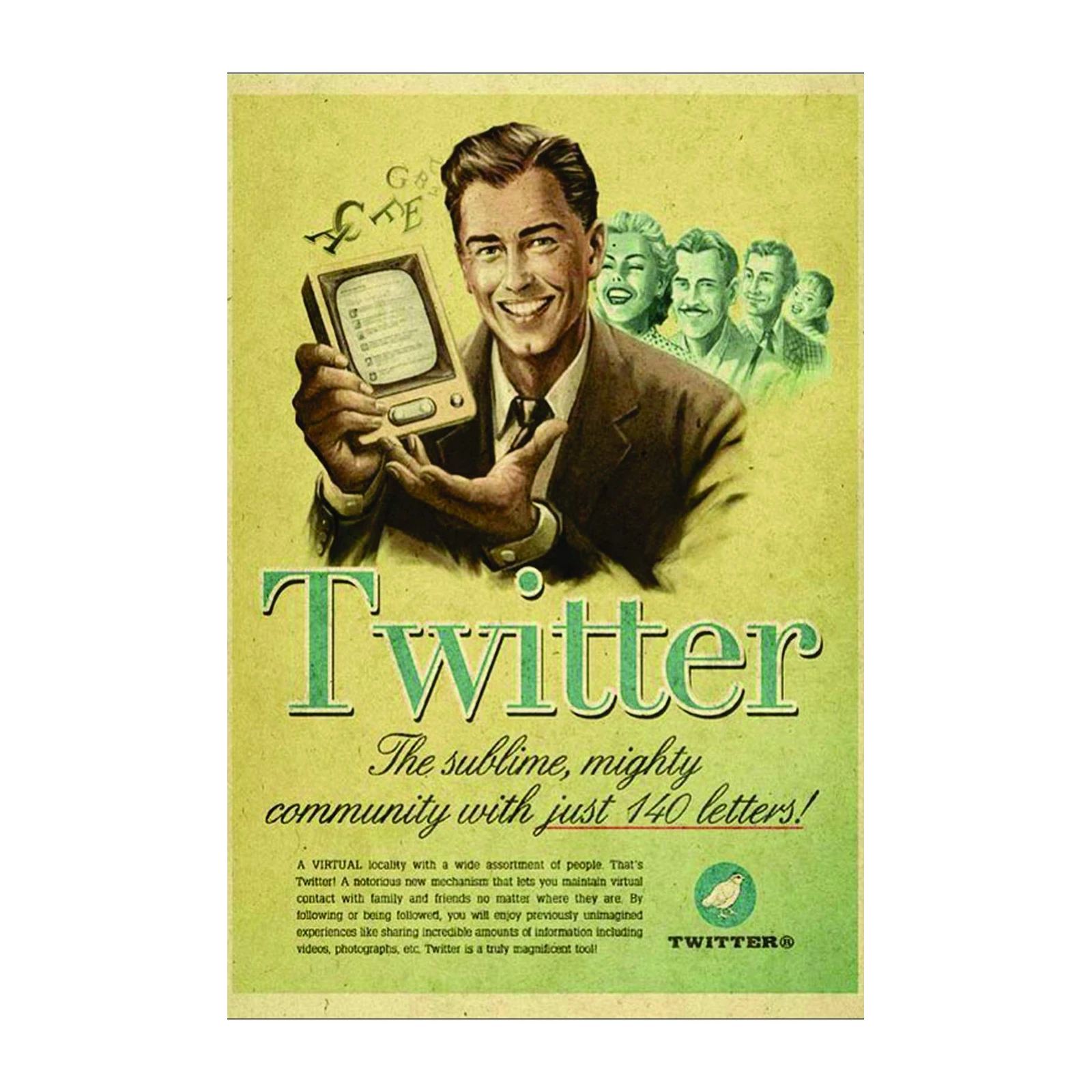 Retro Twitter Ad '140 Letters' Wall Art
