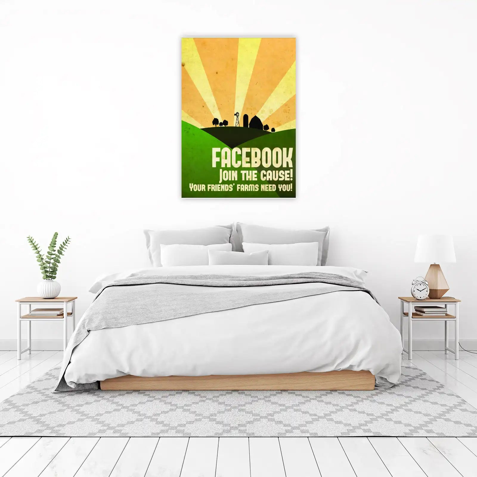 Farm Village Retro Sunset Wall Art