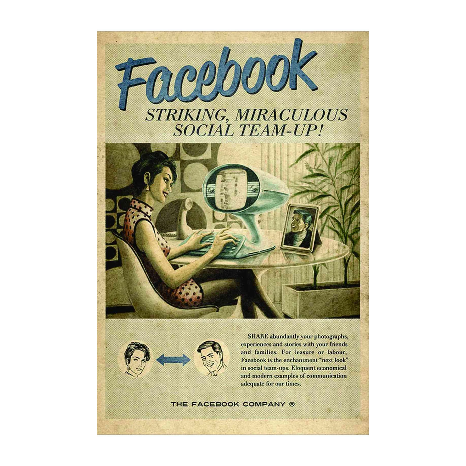 Vintage Social Media Retro Facebook Wall Art