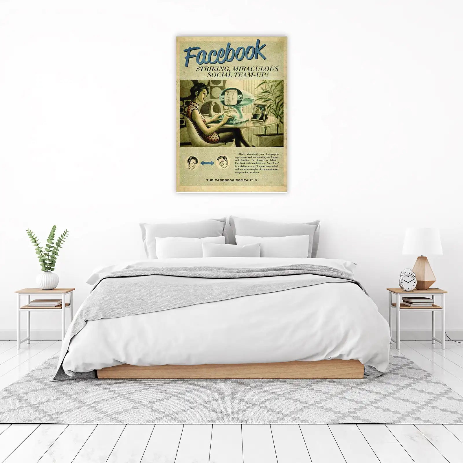 Vintage Social Media Retro Facebook Wall Art