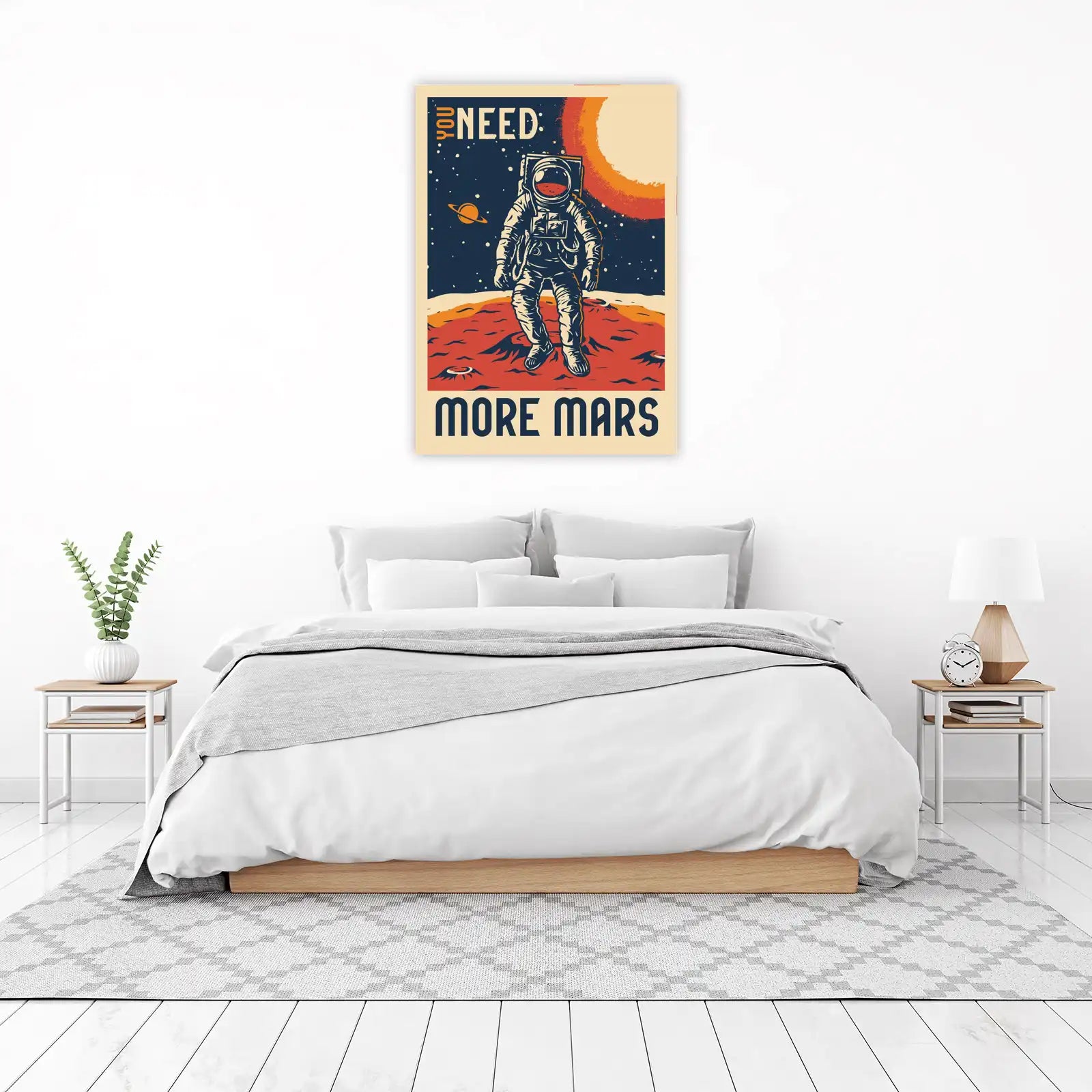 Retro Astronaut "You Need More Mars" Wall Art