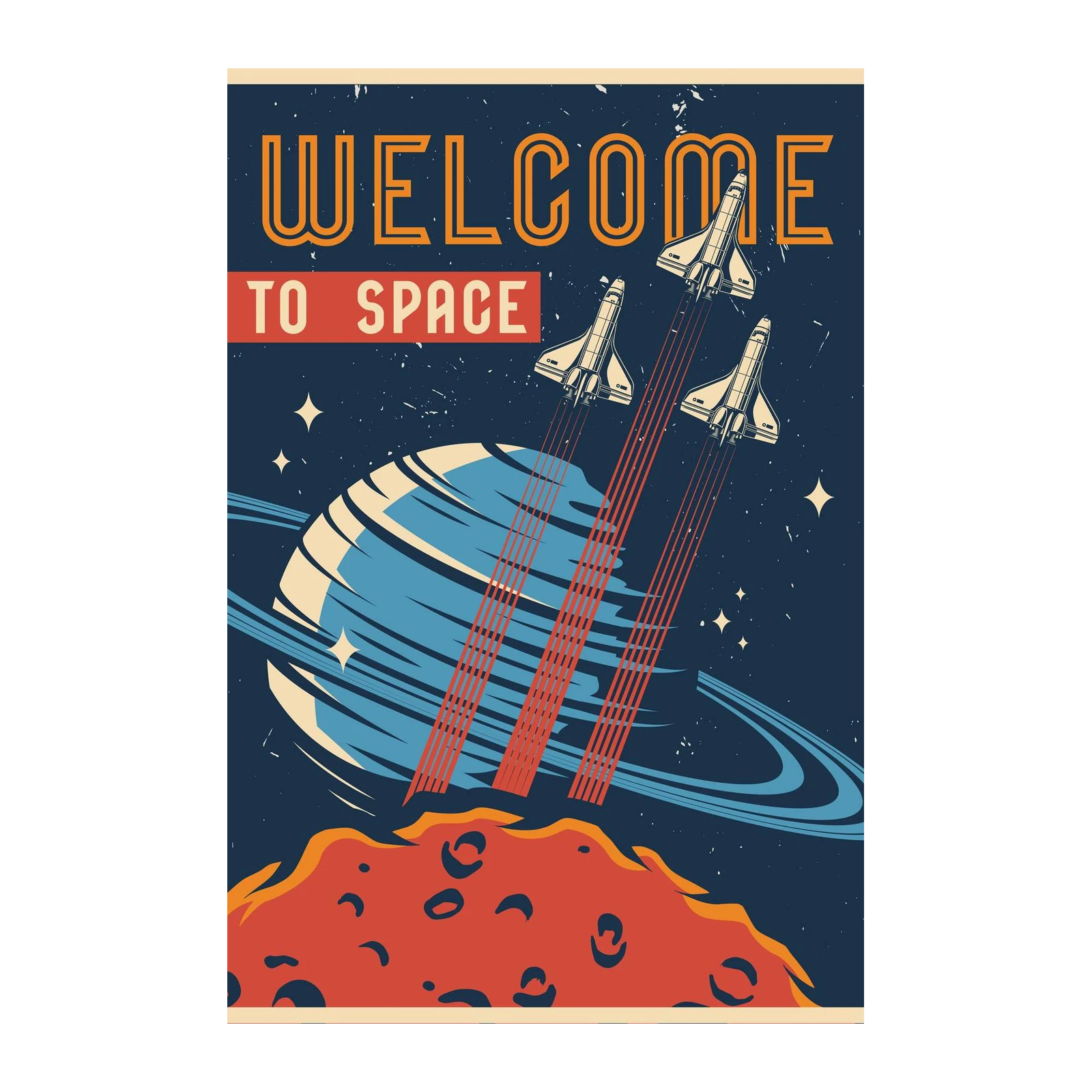 Retro Space Travel Wall Art