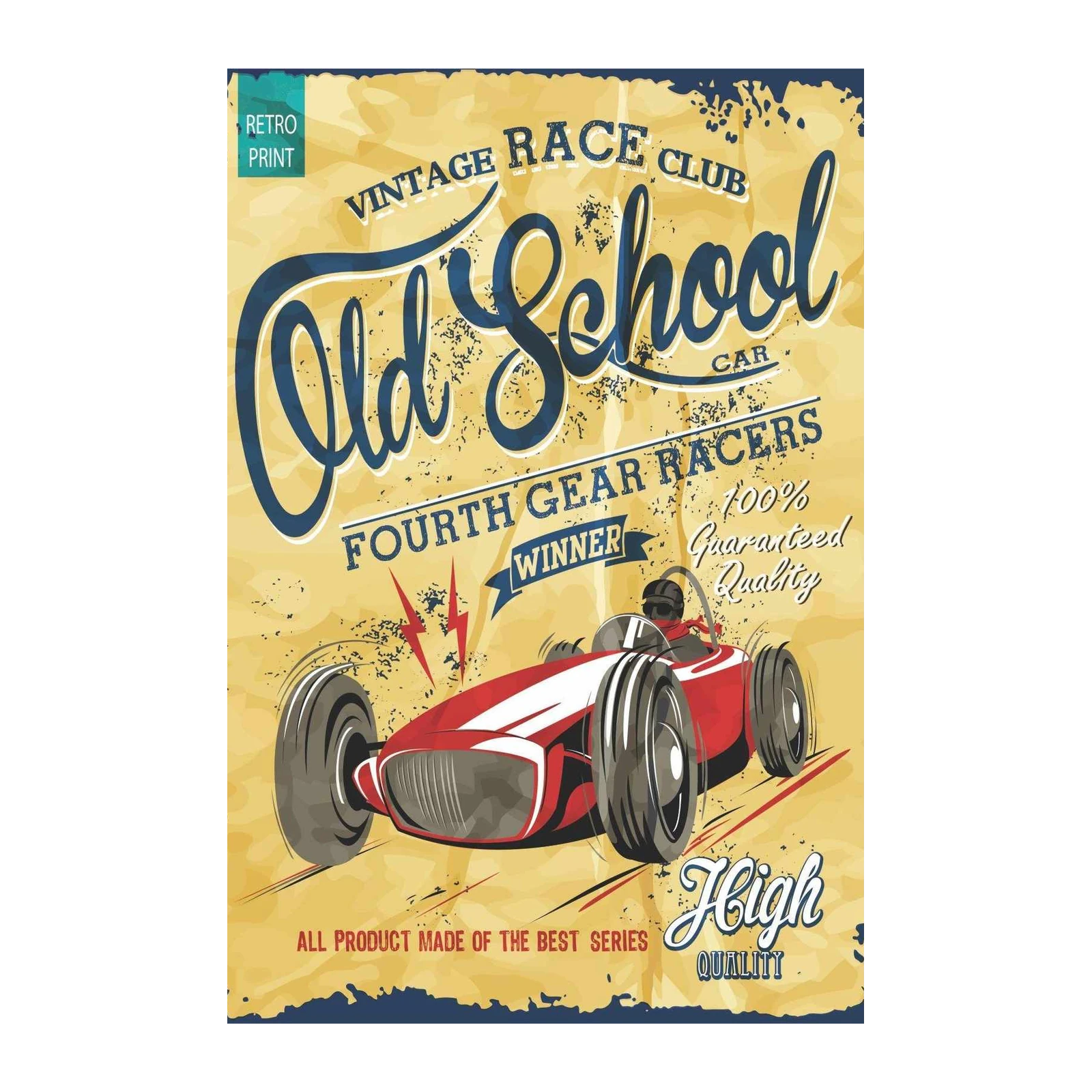 Vintage Old School Race Car Wall Art