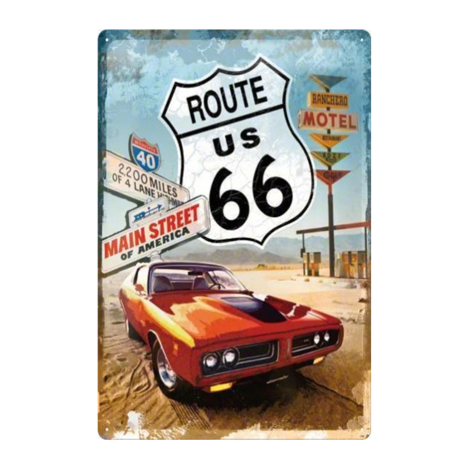 Route 66 Classic Car Wall Art