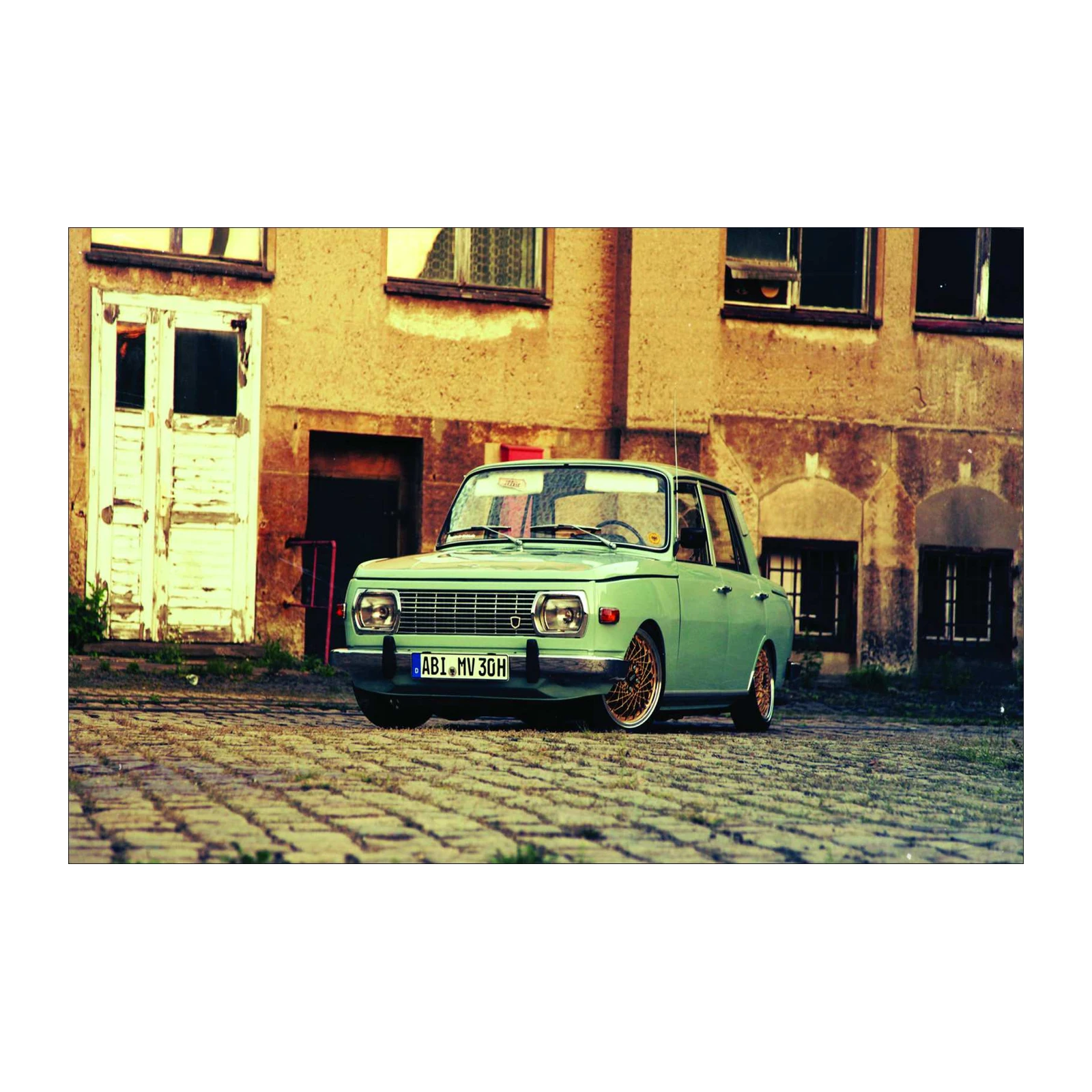 Vintage Mint Green Classic Car Wall Art