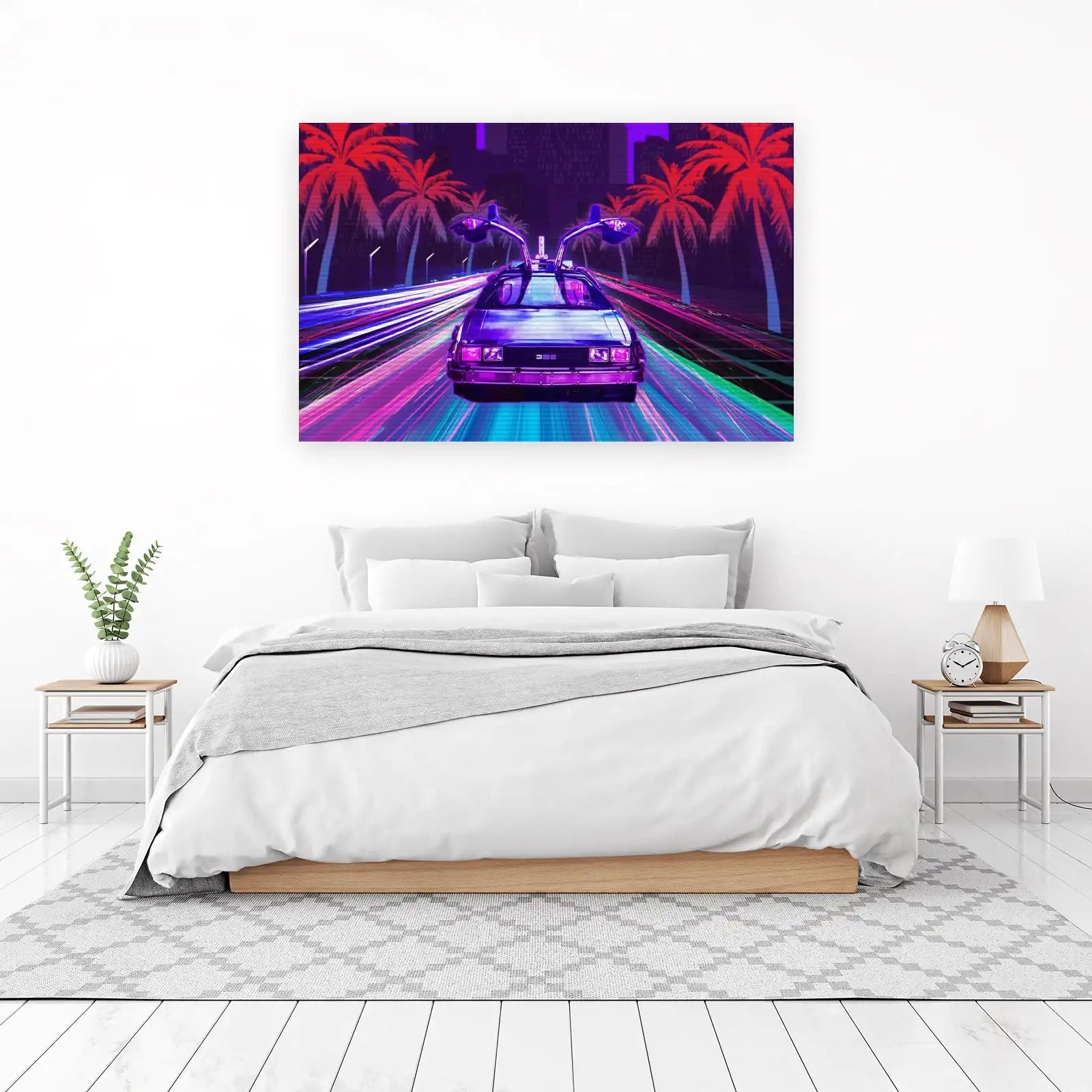 Retro DeLorean Night Drive Wall Art
