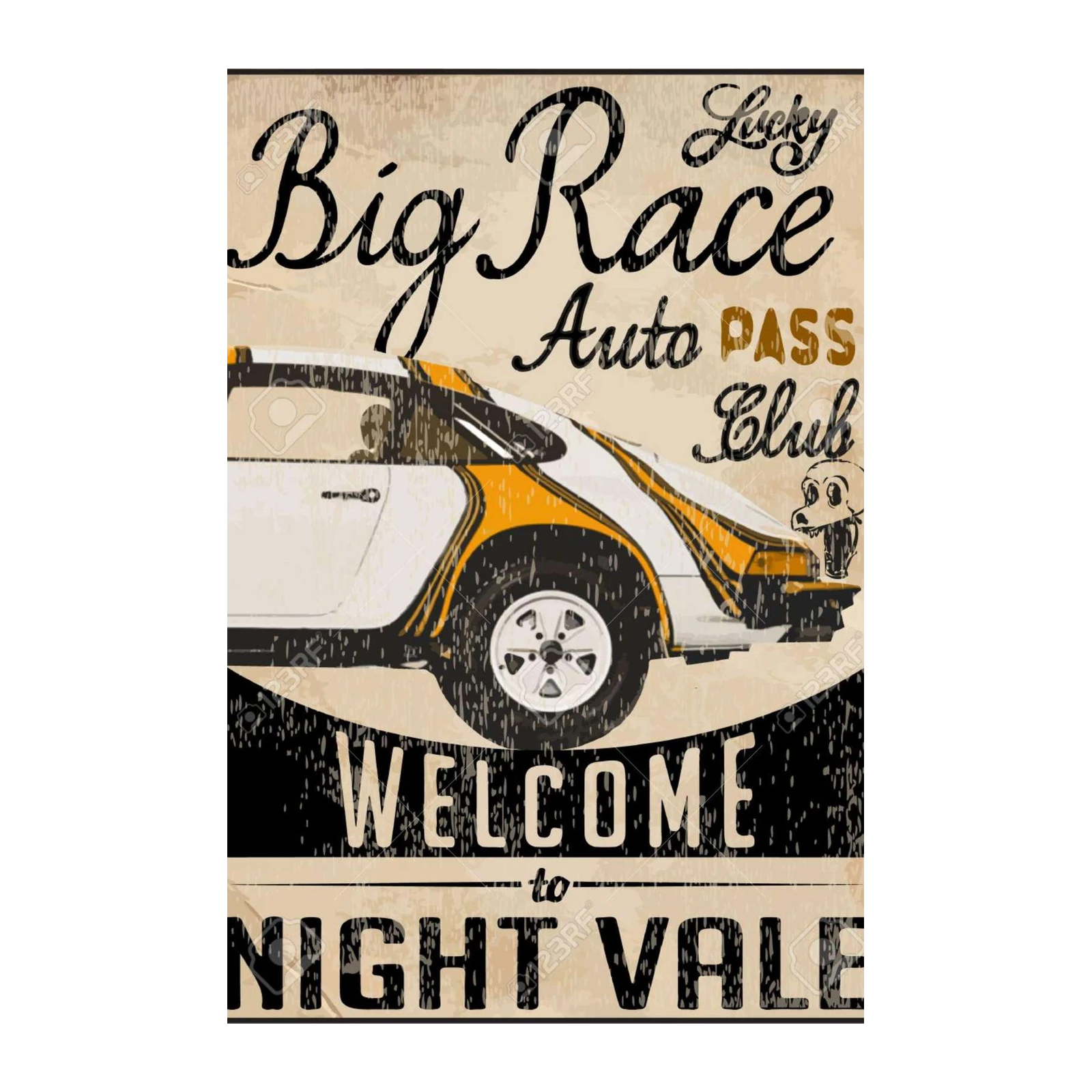 Vintage Car Race "Nightvale" Wall Art