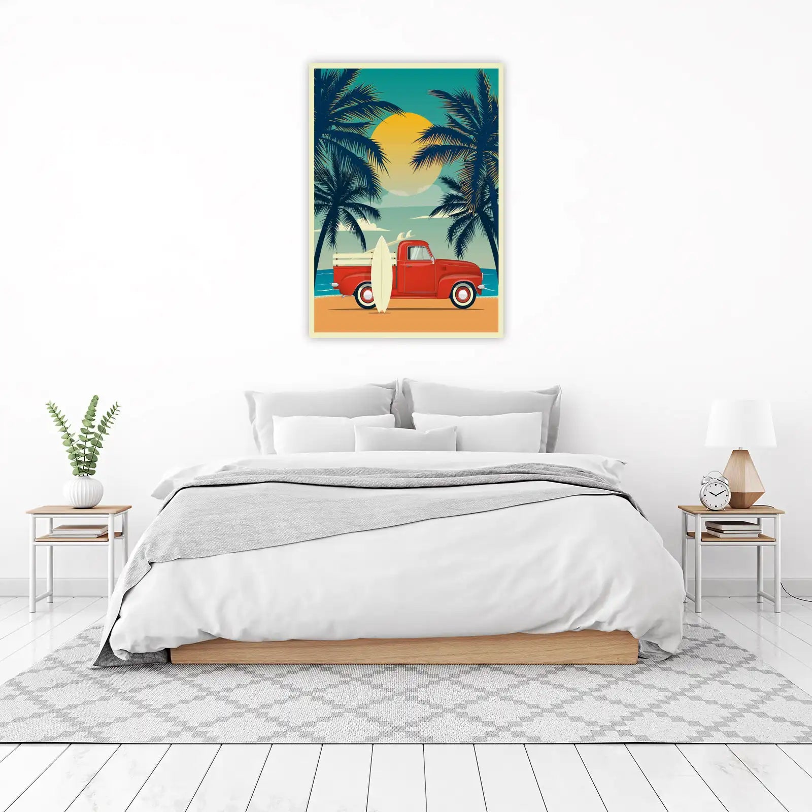 Retro Surf Truck & Palm Tree Wall Art