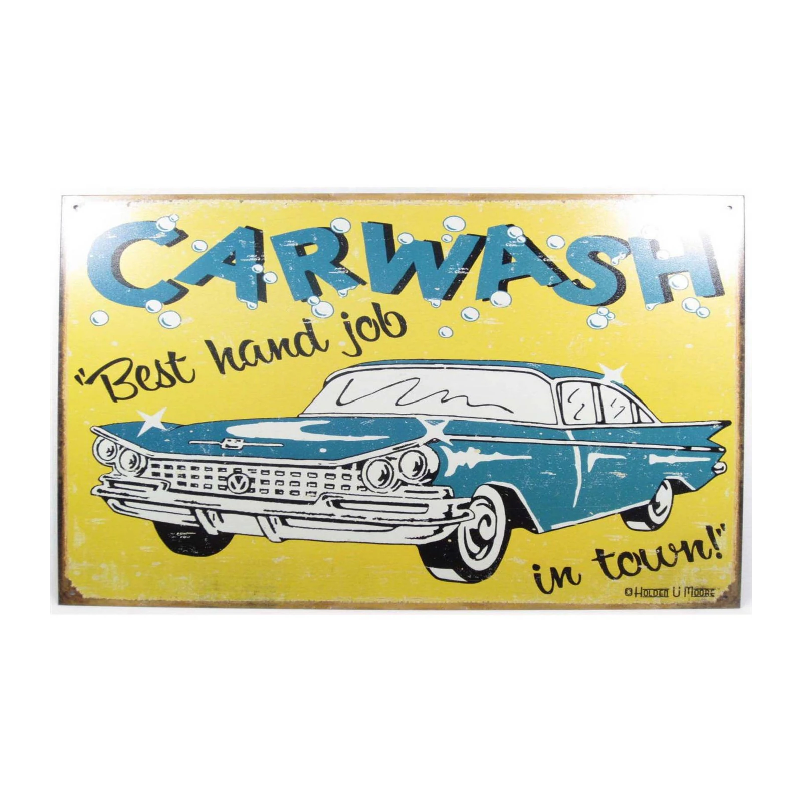 Retro Blue Carwash Vintage Metal Sign Wall Art