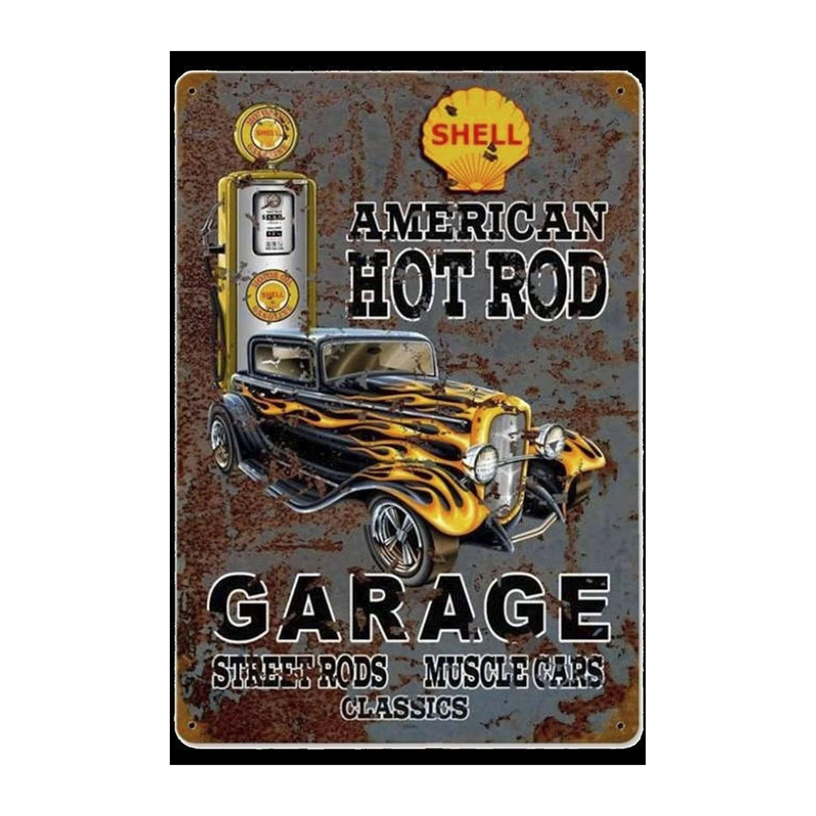 Vintage American Hot Rod Garage Metal Wall Art