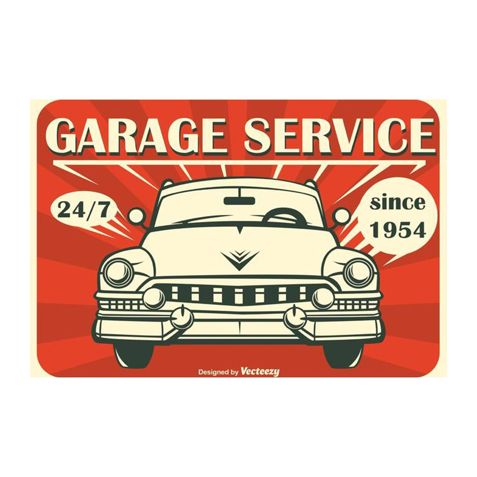 Retro Garage Service Vintage Car Wall Art