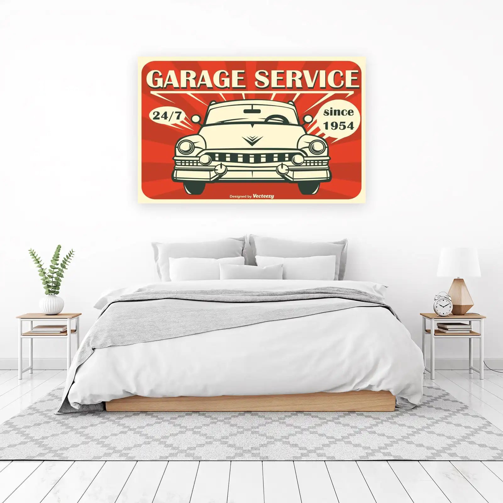 Retro Garage Service Vintage Car Wall Art