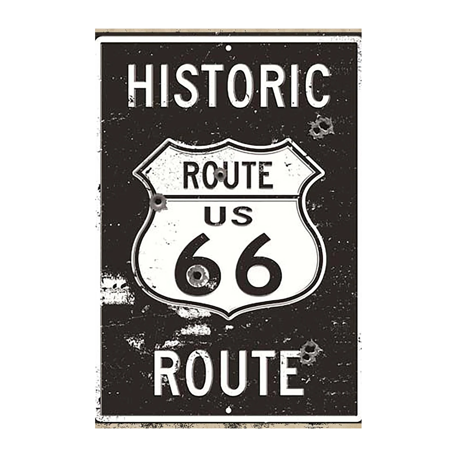 Retro Route 66 Bullet Hole Wall Art