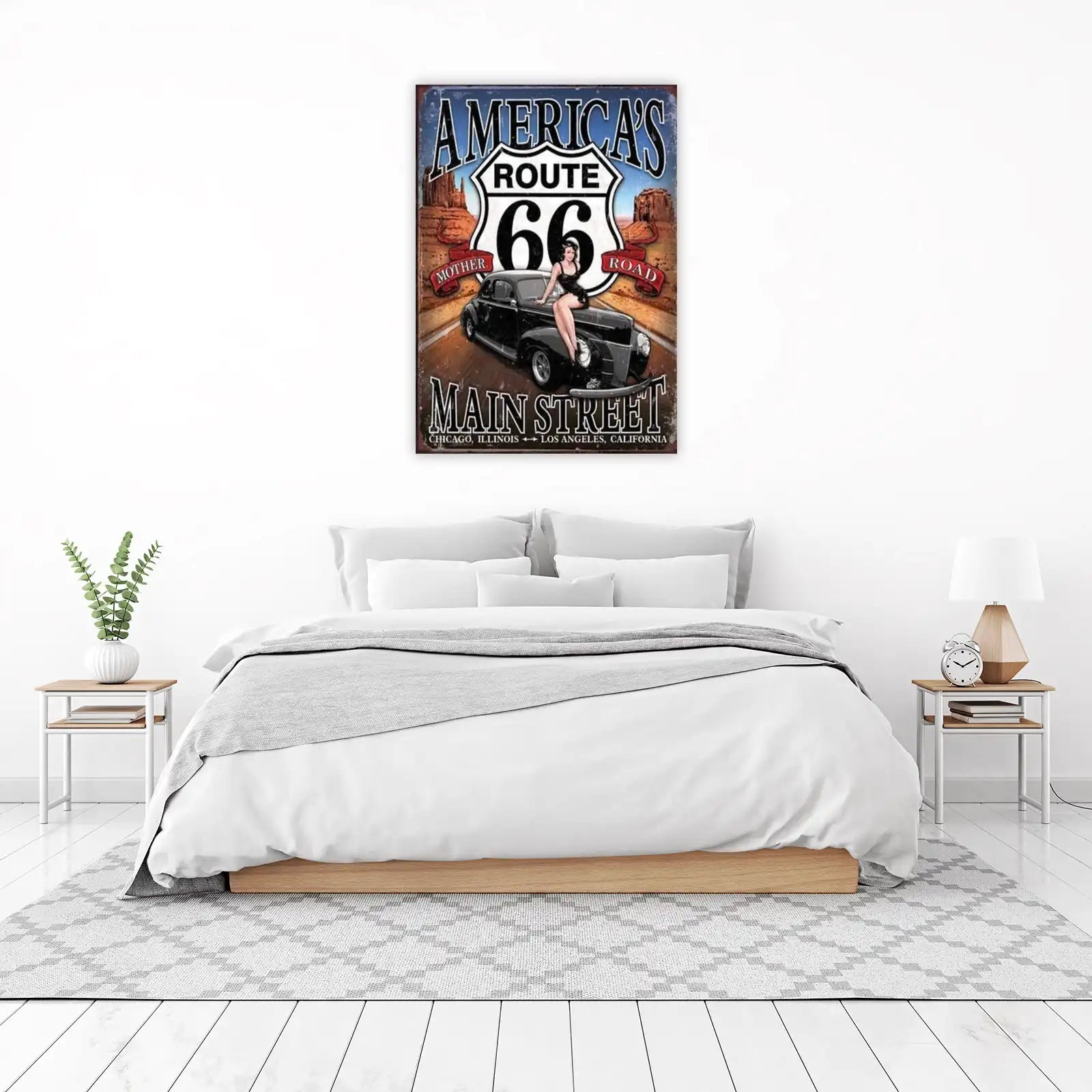 Route 66 Pin-Up Car Metal Wall Art Wall Art