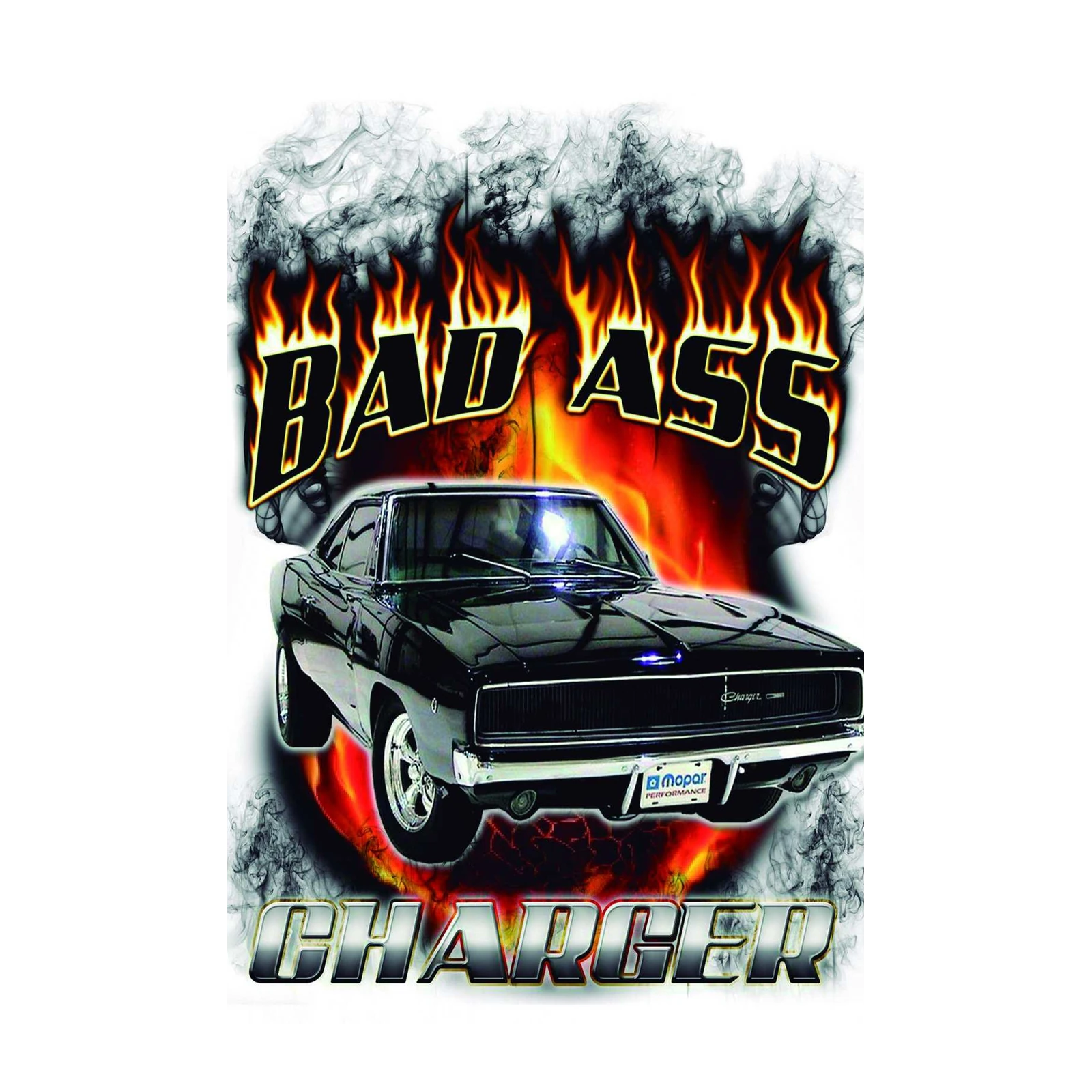 Badass Charger Flames Wall Art