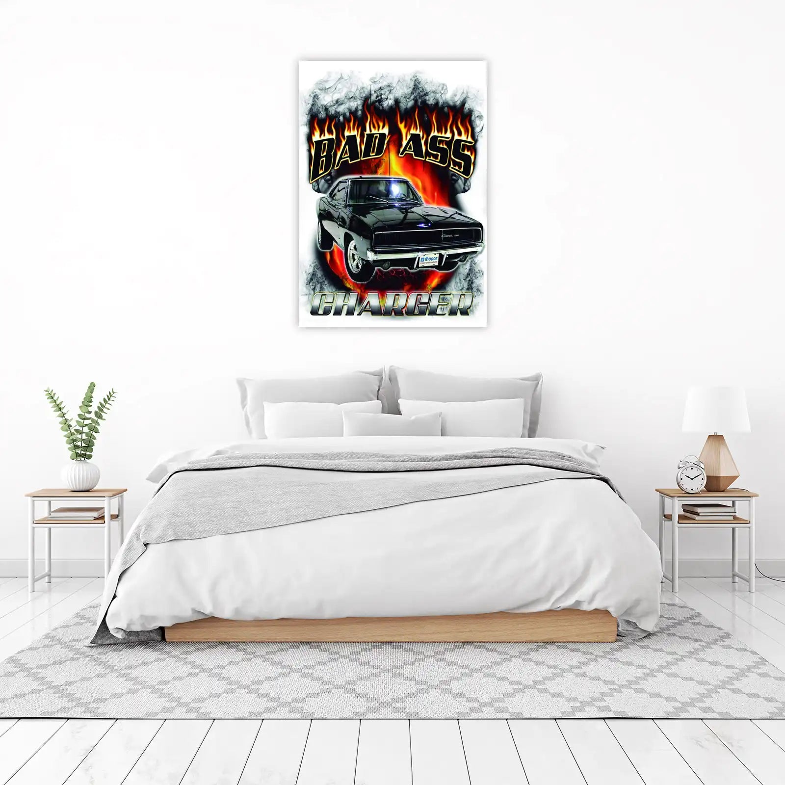 Badass Charger Flames Wall Art