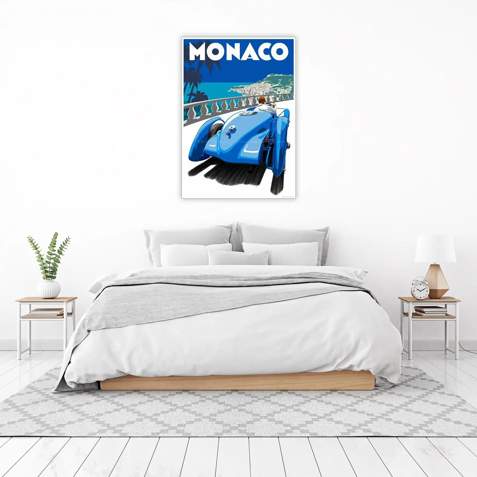 Vintage Monaco Grand Prix Blue Racer Wall Art