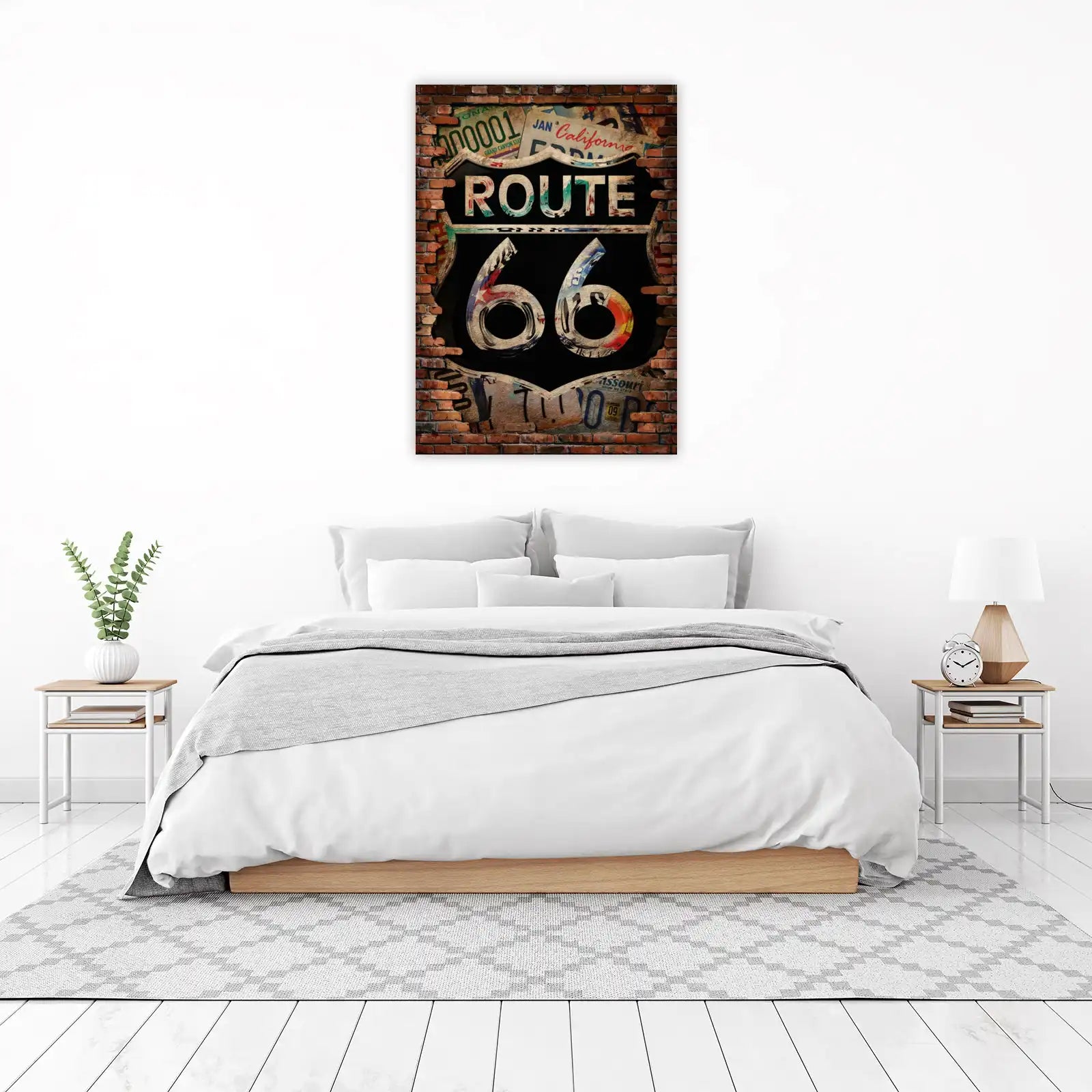 Retro Route 66 Americana Brick Wall Wall Art