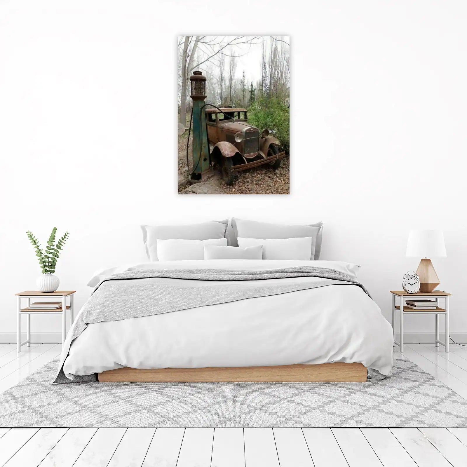 Vintage Rusty Car & Gas Pump Wall Art