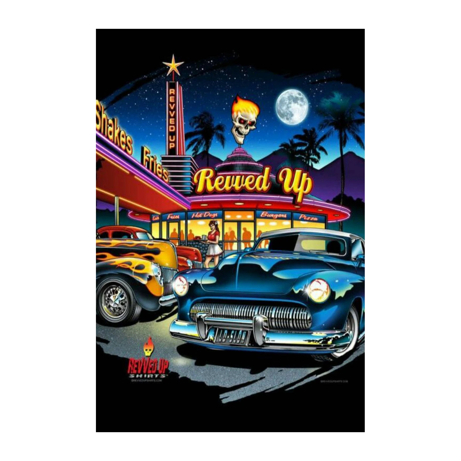 Retro Diner Skull Hot Rod Wall Art