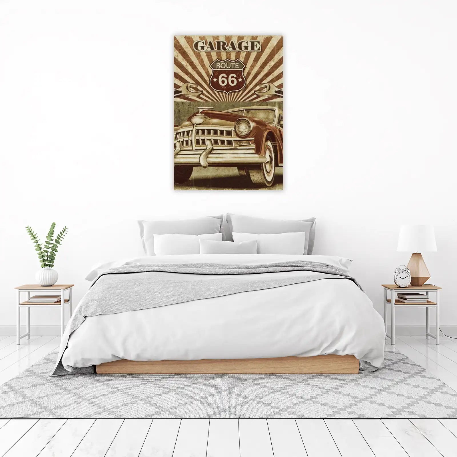 Vintage Route 66 Classic Car Wall Art
