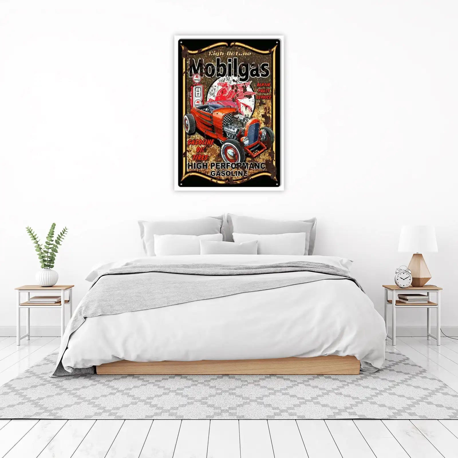 Vintage Hot Rod Mobilgas Wall Art