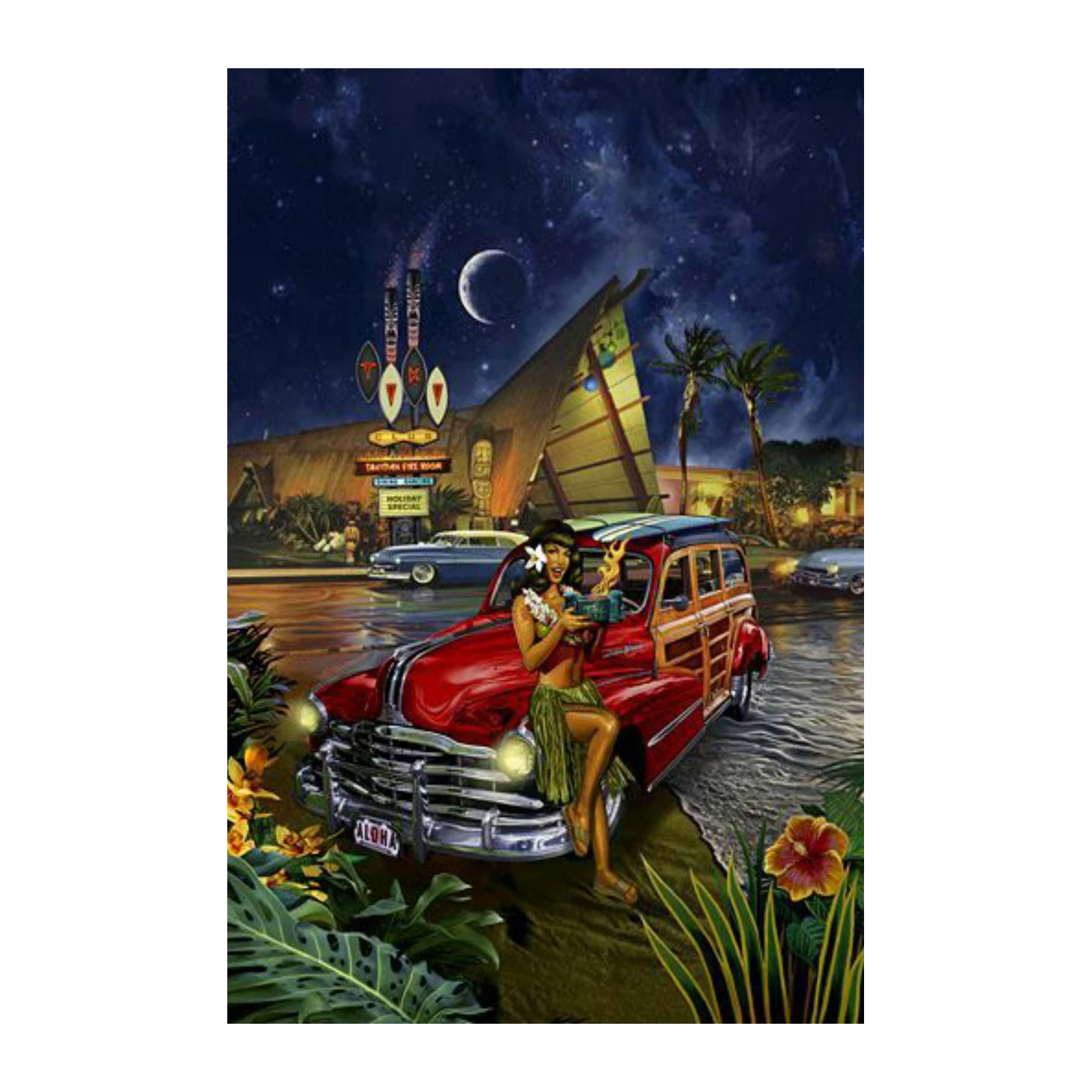 Vintage Tiki Car Aloha Nights Wall Art