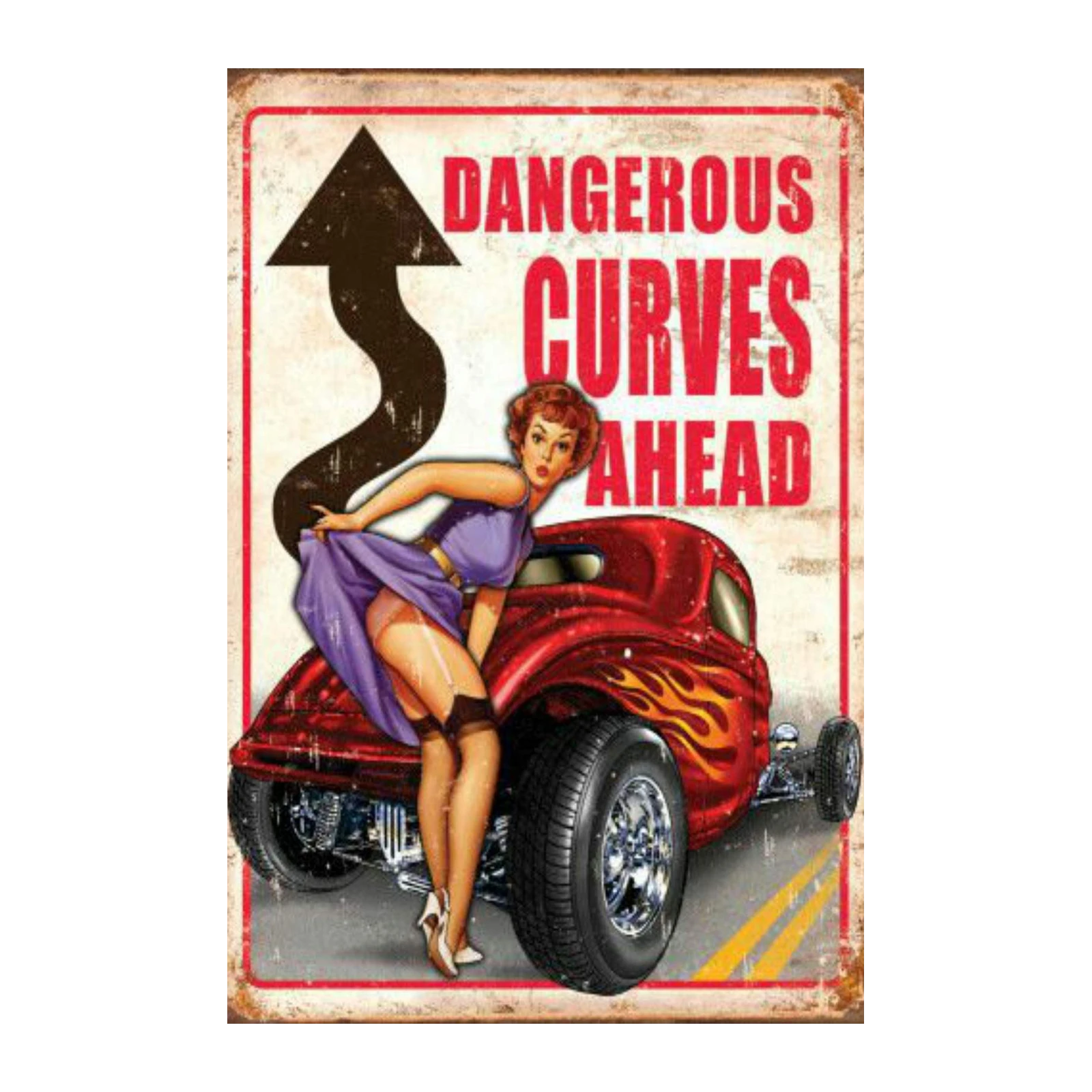 Vintage Pin-Up Hot Rod Wall Art
