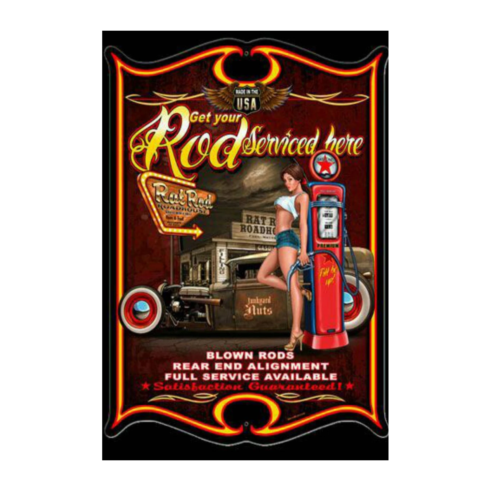 Vintage Rat Rod Pin-Up Garage Wall Art