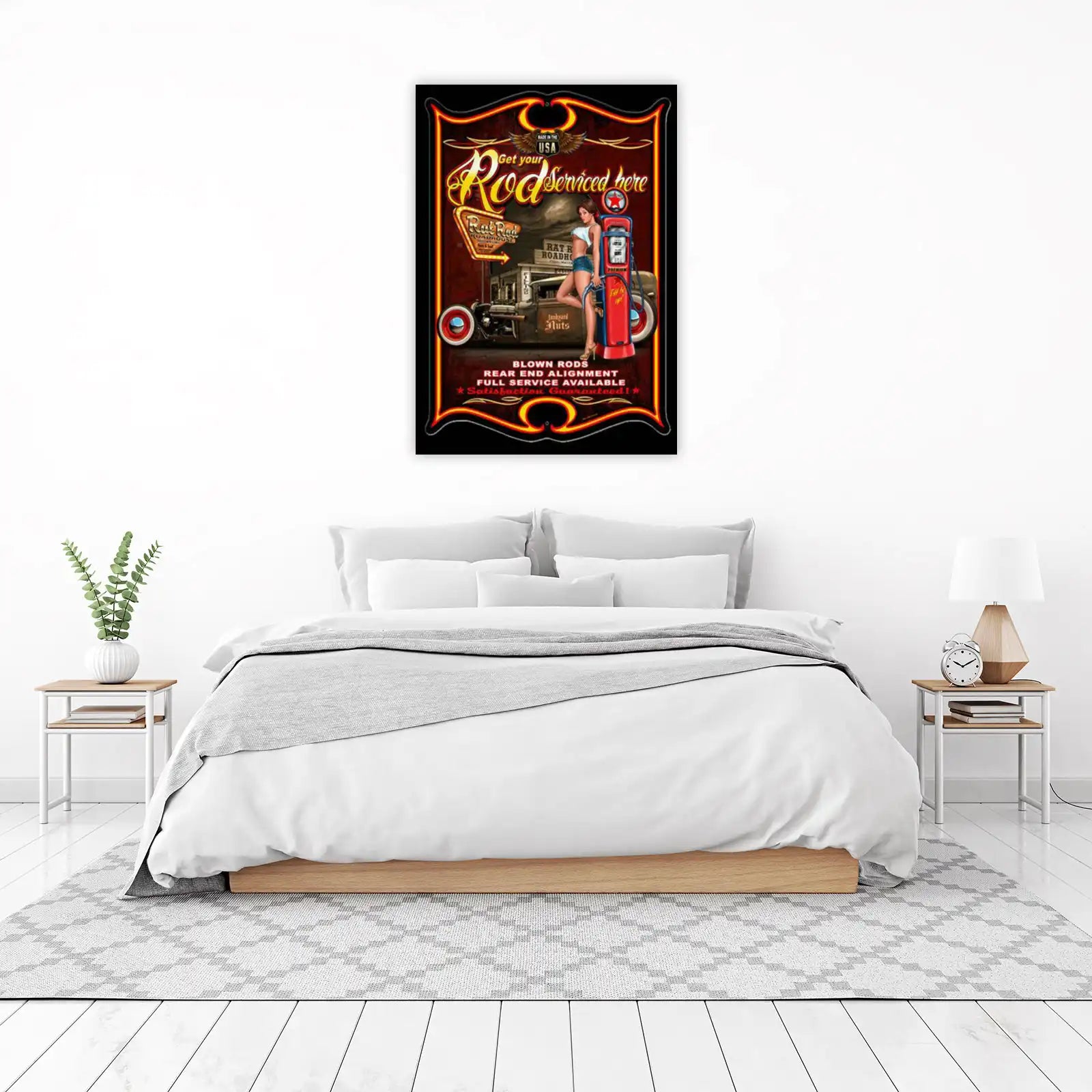 Vintage Rat Rod Pin-Up Garage Wall Art