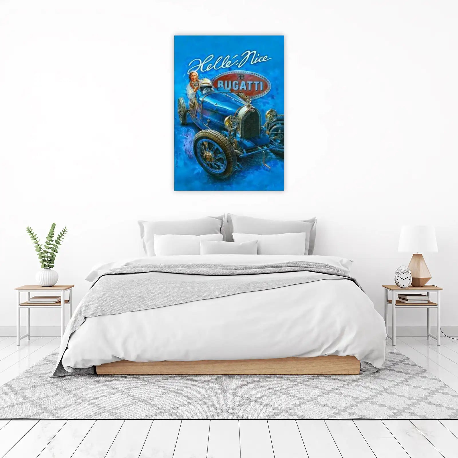 Vintage Bugatti Race Car "Hello Nice" Wall Art