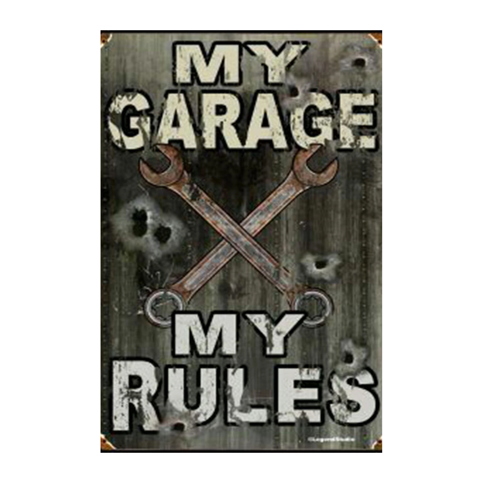 My Garage My Rules Vintage Wrench Wall Art