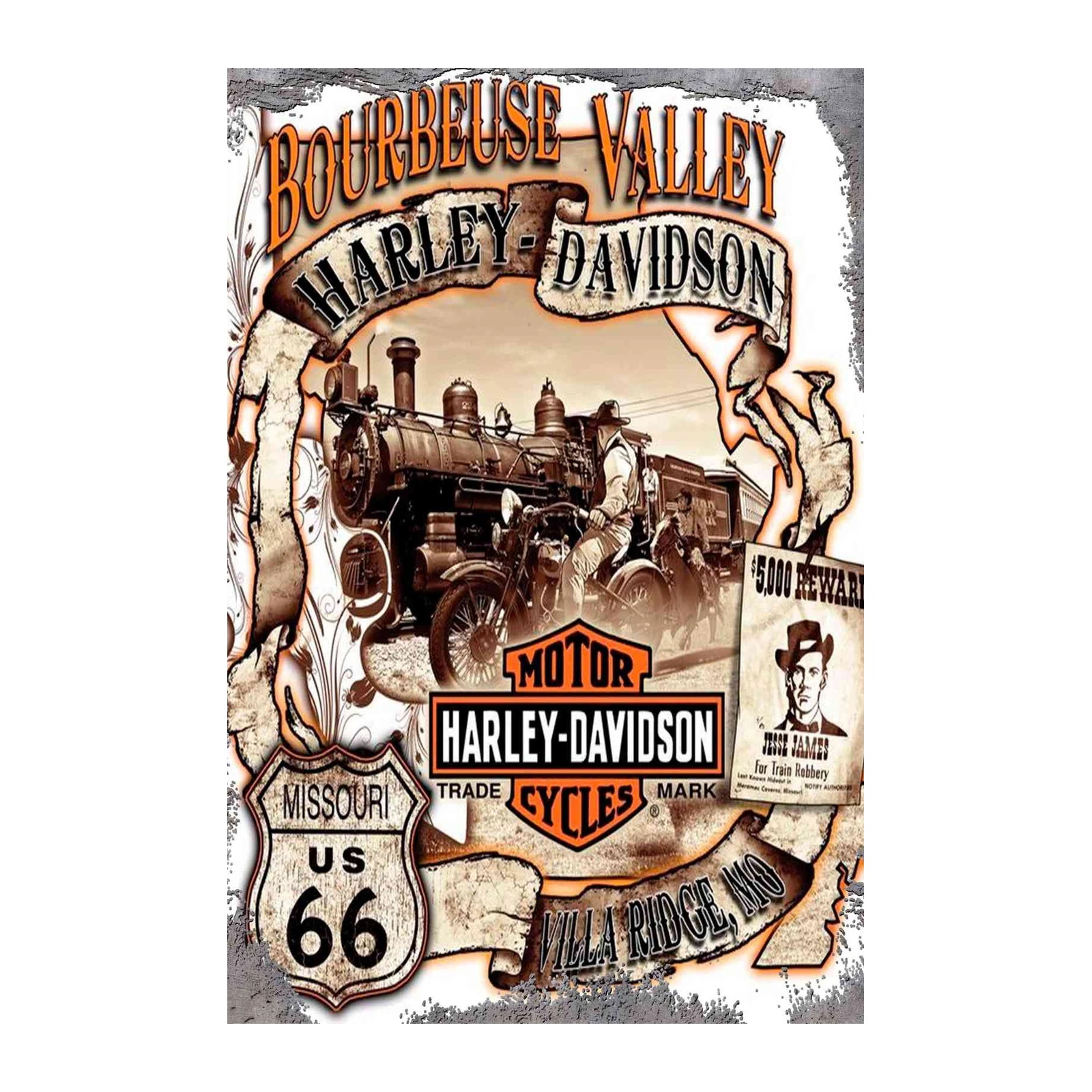 Bourbeuse Valley Harley-Davidson Train Robbery Wall Art